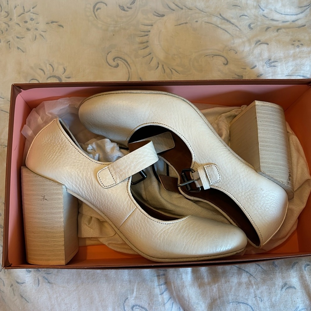 Rejina Pyo White Leather Block Hells